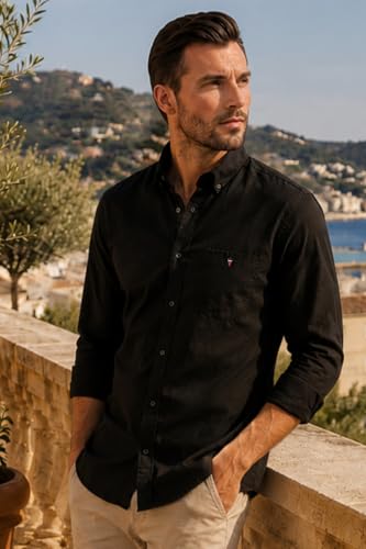 Image of Louis Philippe Men's Slim Fit Signature Oxford Easy Care, Natural Stretch Full Sleeve Solid Casual Shirt, Cotton