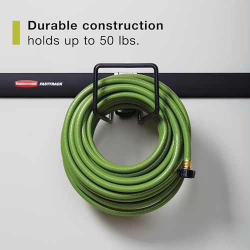 Image of Rubbermaid Garage FastTrack Hose Hook Satin Nickel Wall Mounted Storage System Holds up to 50 pounds for Home /Garage