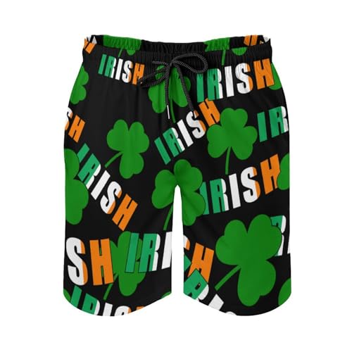 Irish Ireland Shamrocks St Patricks Day Men's Swim Trunks Board Shorts Beachshorts Swimsuits with Pockets Mesh Liner4