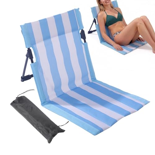 Genérico Silla De Playa,Tumbona Plegable Relajante con Asiento A Rayas Y Soporte Lumbar | Silla Playera Plegable - para Césped Jardín Picnic Deportes Camping Patio Piscina