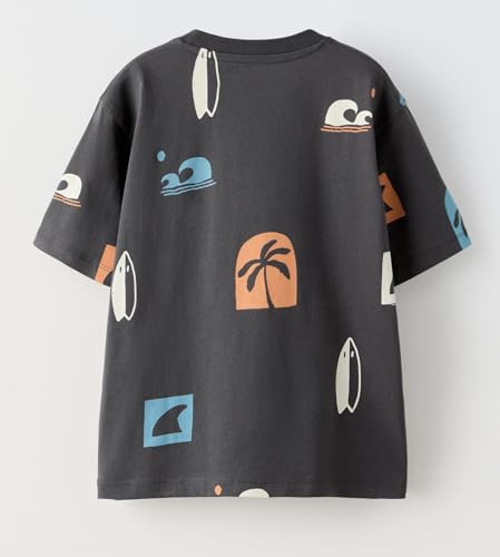 Image of Alan Jones Clothing Boys Oversized Cotton Printed T-Shirt | Round Neck, Short Sleeves, Casual Wear