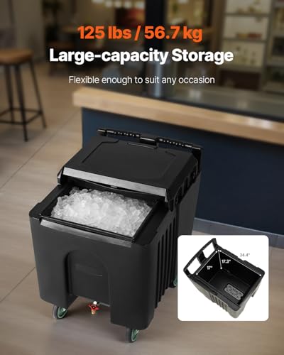 image for VEVOR Commercial Ice Bin, 125 lbs Portable Ice Caddy, 31.5 x 22.8 x 29