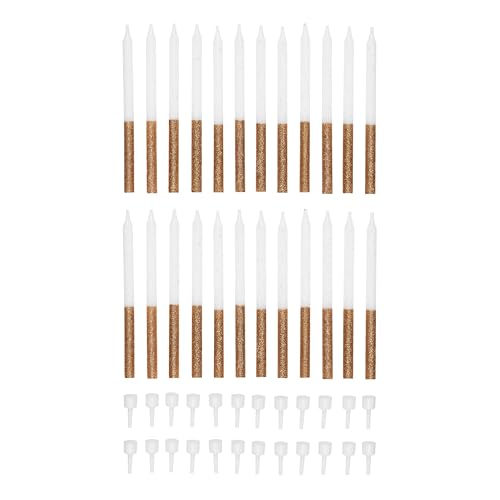 Tala 24 velas doradas con purpurina, incluye 24 soportes,