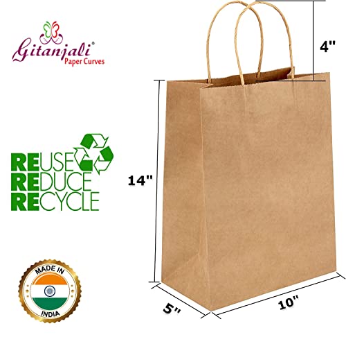 Image of Disposable Kraft Paper Bags 10X14X5 Inches(Brown)25Pcs -Shopping Merchandise Grocery Retail Paper Carry Bags, Craft Paper Durable Diy Gift Bag -Recycled Paper Bags(25 Pcs)