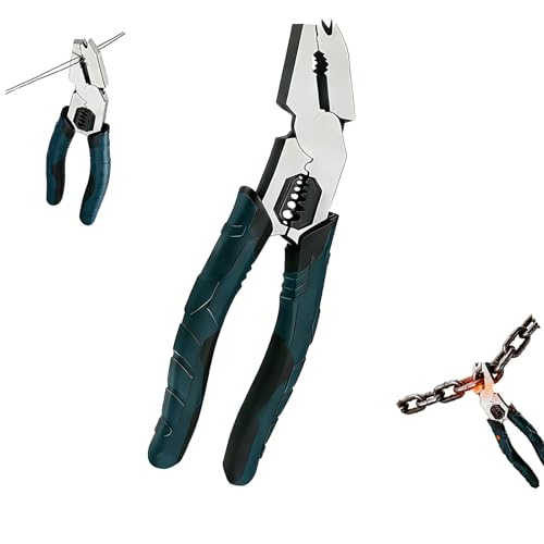 Industrial-Grade Multi-function Cutting Pliers, High-Leverage 8-in-1 Pliers with Nail Puller, Heavy-Duty Wire Cutters & Wire Stripper for Electrician Tools, Lineman, Ironworker & Hand Tools