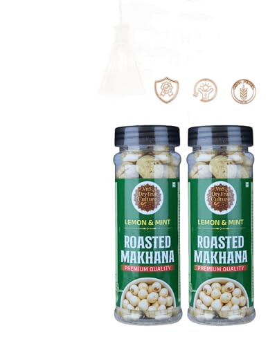 Image of Vns Dry Fruit Culture Makhana Lemon and Mint Flavored Roasted Fox Nuts | Healthy Gluten Free Snack | Rich in Protein and Antioxidants 55 Gram Each (Pack of 2)