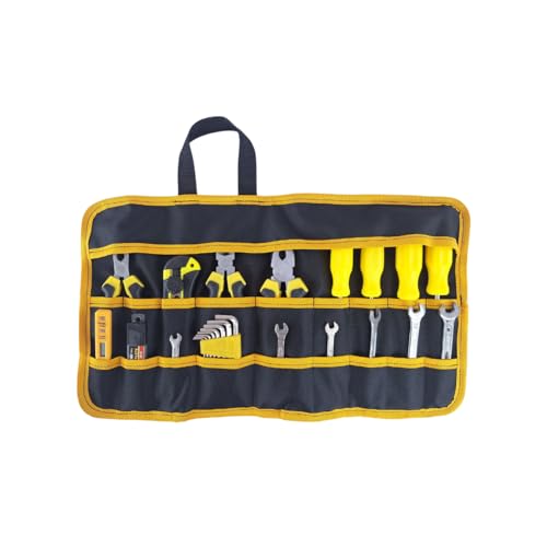 Estojo Porta Ferramentas Case Organizador Reforçado 18 Bolsos Divisões Dobrável Alça de Mão Eletricista Carpinteiro Mecânico ART MANIA (Amarelo)