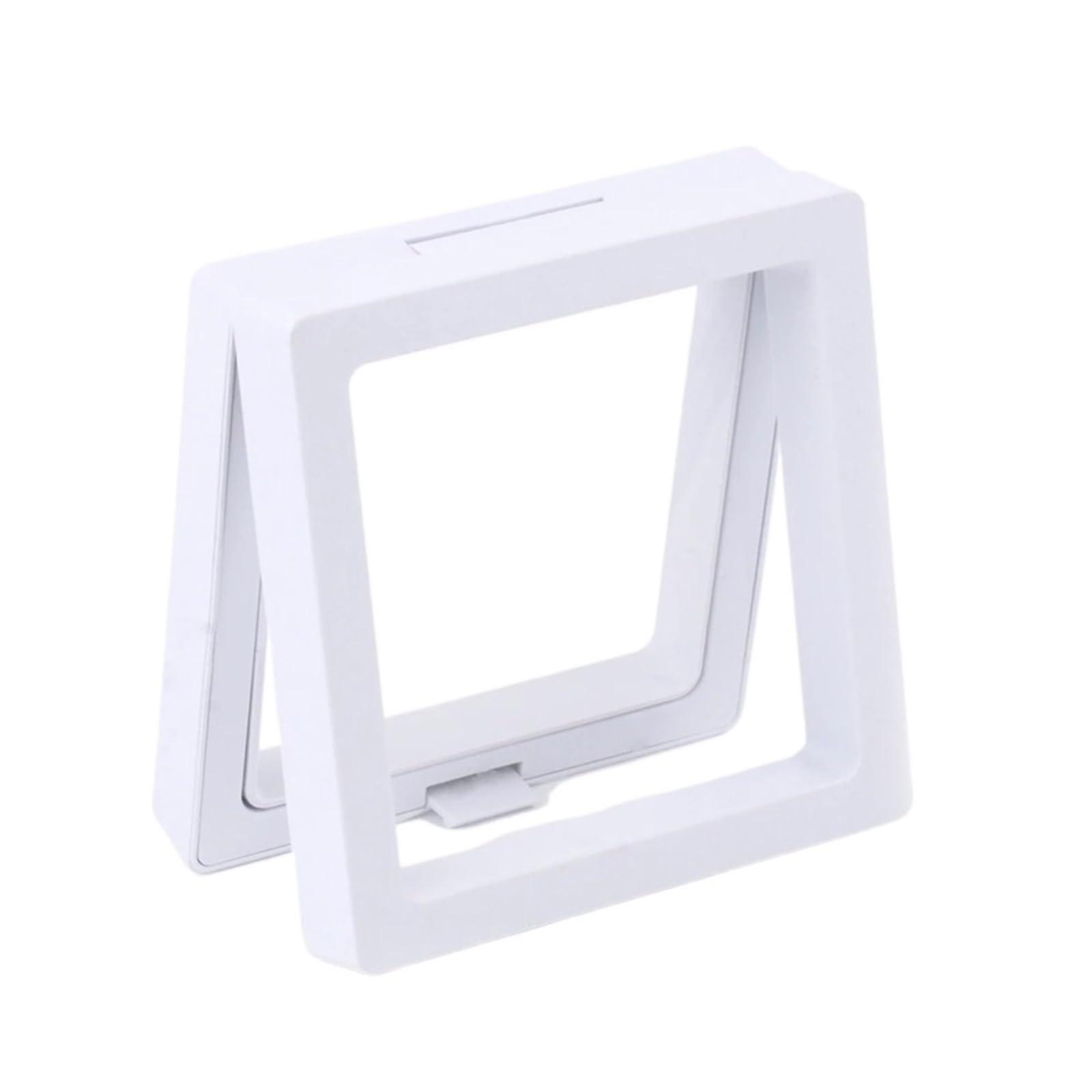 20pcs PE Film Jewelry Storage Box 3D Packaging Case Gemstone Free Stand Floating Frame Membrane Ring Earrings Necklace Display Holder For Earring Necklace Bracelet(White-7x7cm)