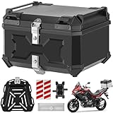 MOTOSTAR バイク用リアボックス 45L/58L 大容量 トップケース バイクケース バイクボックス オートバイボックス モノキーケース ABS素材 頑丈性 軽量 四角 取り付けベース付き 着脱簡単 防犯対策 汎用 IP68防水 耐衝撃 キャンプ/通勤/デリバリーなど対応