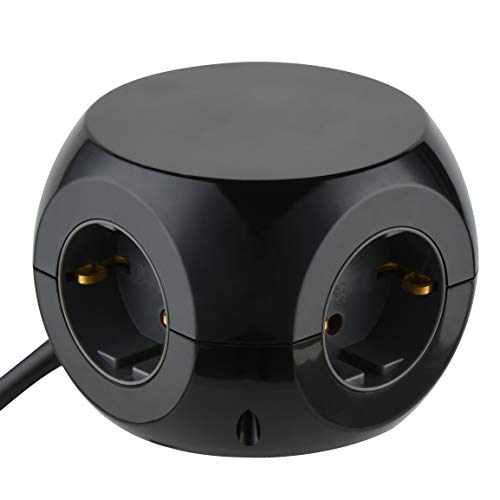 Mini Cube Multiprise Electraline 3 Prises et 4 USB avec Interrupteur et Câble 1,5m - 6