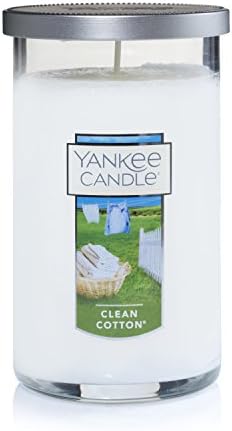 Yankee Candle Clean Cotton Scented, Classic 12oz Medium Perfect Pillar Single Wick Candle, Over 80 Hours of Burn Time