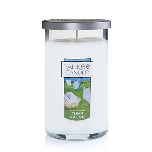 Yankee Candle Clean Cotton Scented, Classic 12Oz Medium Perfect Pillar Single Wick Candle, Over 80 Hours Of Burn Time #TOP22