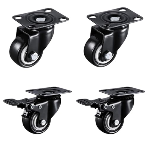 Roulettes pivotantes robustes noires 1,5 pouces lot pour chariot
