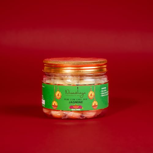 Image of Nirmalaya Premium Pure Cow Ghee Jyot for Pooja Diya with Batti | 30 Min Burn Time | Rich Aroma | Ideal for Puja, Aarti, Festive, Home Fragrance | Ready to Use | Pack of 50 Battis (with Jasmine)