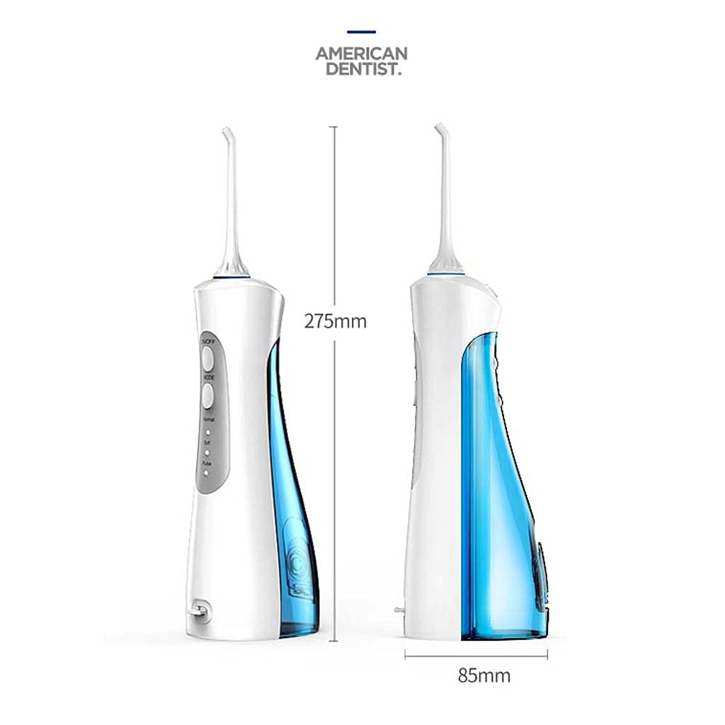 TJH Flosser de Agua inalámbrico de 3 Modos Irrigador bucal Dental, IPX7 Impermeable 170ML Flosser de Agua protable y Recargable con 6 Puntas de Chorro para el Cuidado de Viajes, hogar y Puentes