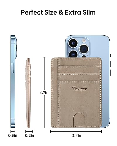 Image of Teskyer Slim Minimalist Wallet for Men, RFID Front Pocket Card Holder | Ultra Slim Front Pocket Design, 8 Card Slots, RFID Protection, Smooth Faux Leather for Everyday Carry