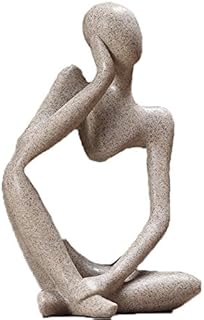 Nice purchase Abstract Thinker Statue Modern Sandstone Resin Figure Craft Art Hand Carved for Home Office Bookshelf Desktop Photography Decoration Imagination (A)