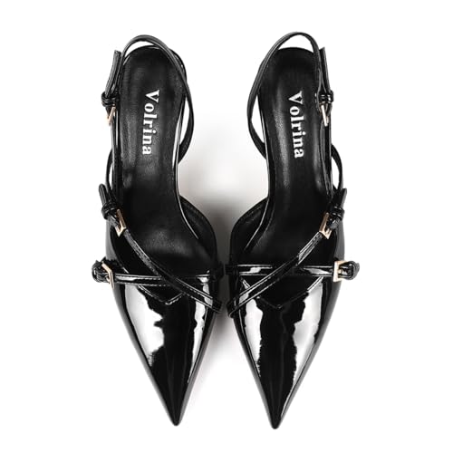 Slingback Kitten Heels Pointed Toe Buckle Straps Stiletto high Heeled Sandals Pump for Women Prom Party Dress Shoes3