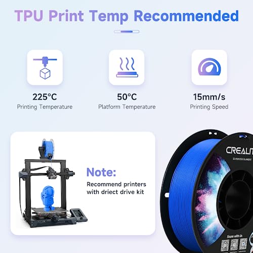Image of Official Creality TPU Filament, Flexible 3D Printer Filament 1.75mm, 95A Shore High Hardness & Resilience, Dimensional Accuracy + /- 0.03 mm for Most FDM 3D Printers
