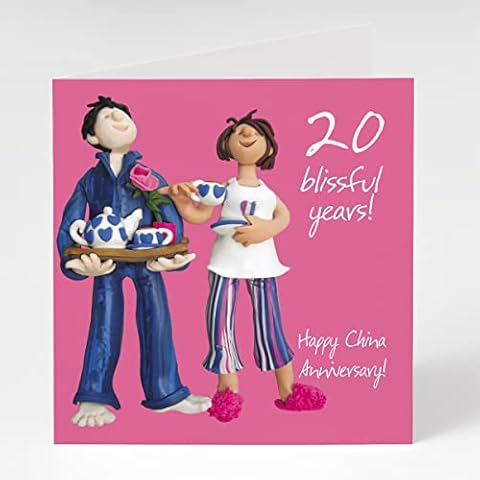 20th Wedding anniversary card by artist Erica Sturla. 150mm square when folded, the card is blank inside for your own message Cover