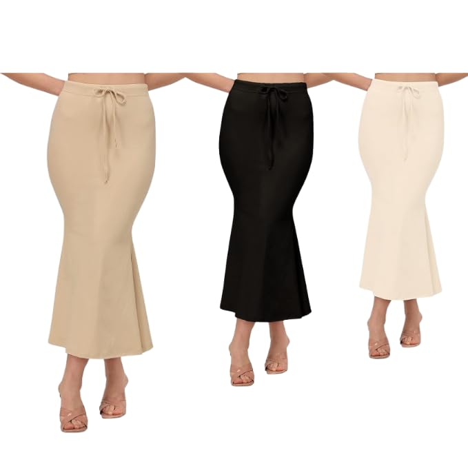 Image of Saree Shapewear Petticoat for Women | Fish Cut Mermaid Slim Fit Saree Shaper with Tummy Control & Side Slit | Stretchable Cotton Lycra Petticoat for Saree, Lehenga, Gown, Bridal Wear