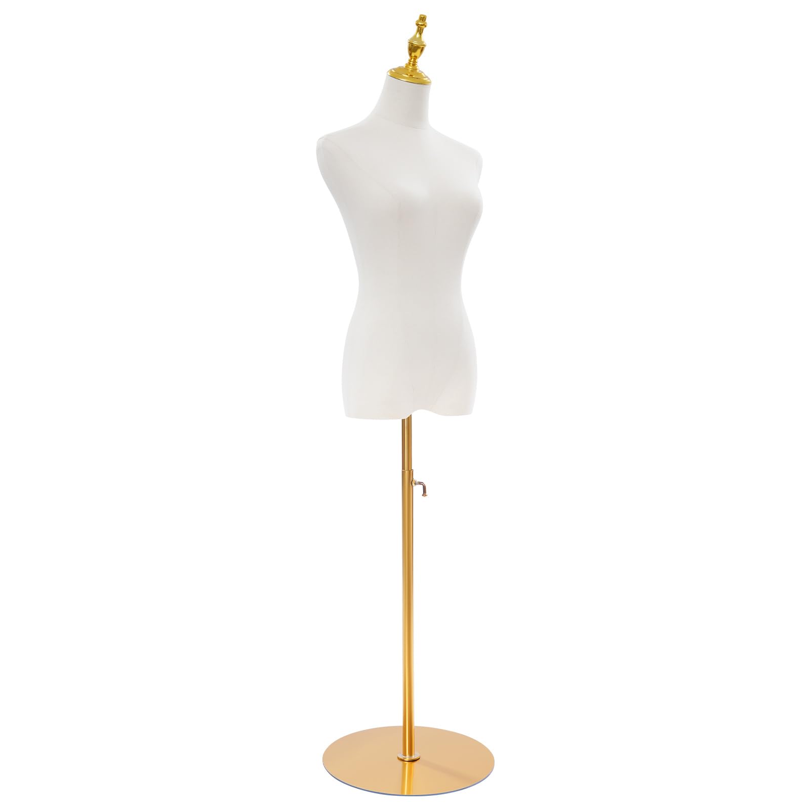pijopang Female Mannequin Torso, Display Dress Form Mannequins 27-51in Adjustable Height Wedding Dress Manikin Body Stability Table Maniquine w/Metal Stand (Gold, 27-51in Adjustable)