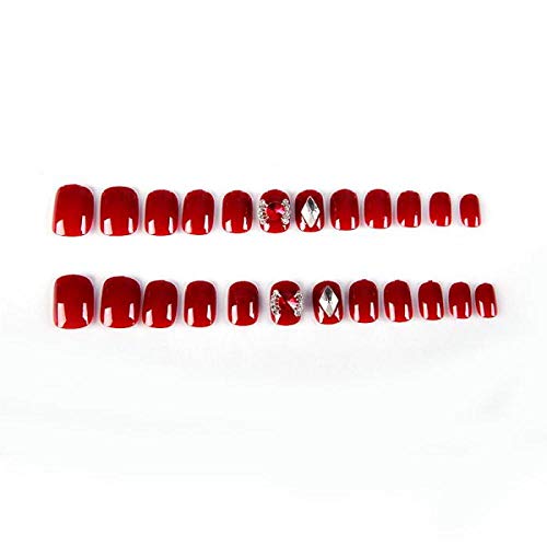 TJJF 24Pcs / Boxed Red Bowknot Drücken Sie auf Nagelspitzen Patch Short White Cute Office Studenten tragen fertige… – Bild 3