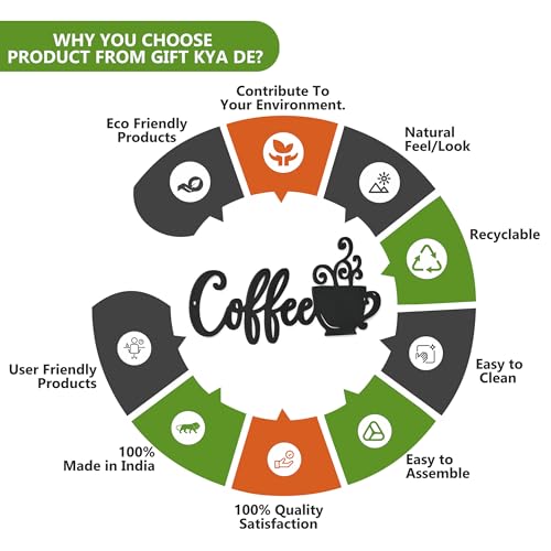 Image of Gift Kya De Coffee Wall Hanging Sign for Kitchen & Cafe | Wooden Wall Art for Coffee Corner | Black Kitchen Decor for Home & Restaurants