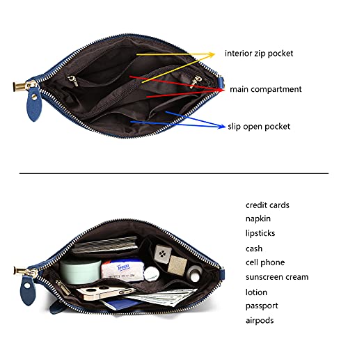 Image of YALUXE Genuine Leather Wristlet Handbags Purses Cell Phone Pocket Clutch Wallet Crossbody Bags for Women