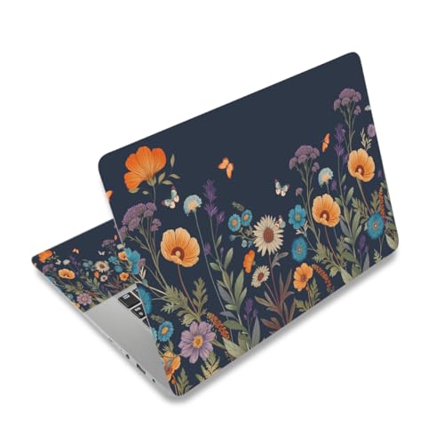 Image of DINKY 13 13.3 14 15.4 15.6 Inches Laptop Skin Sticker Decal Netbook Skin Sticker,15.6 inch Flora Universal Reusable Notebook Art Decal Protector Cover, Flowers Plants Butterflies