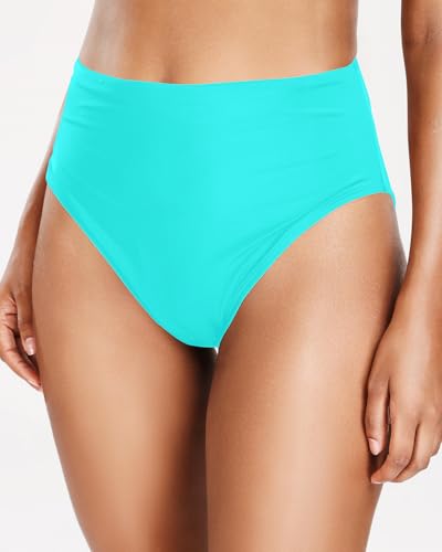 Image of Tempt Me Womens High Cut High Waisted Bikini Bottoms Tummy Control Bathing Suit Bottoms Swim Bottom Swimsuit Bottom