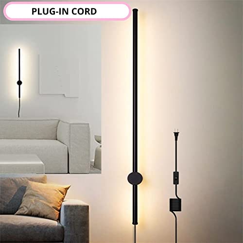 Drelux Modern Wall Lamp, Rgb Led Dimmable Lighting, 24 Inch Length, Wall Light Sconce With Plug-In Cord, App Controlled And On/Off Switch, Black Aluminum Mount Frame For Bedroom Living Room (12) #TOP1