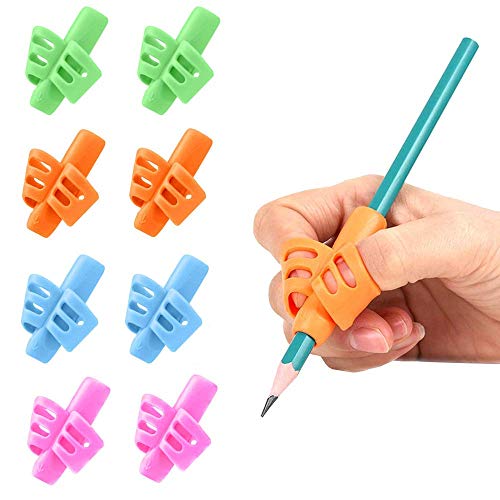 Magiin Guide Doigt Enfant, 8 Pièces Grips Multicouleur Crayon Ergonomique Aide Ecriture pour Enfant Adultes et Besoins Spéciaux