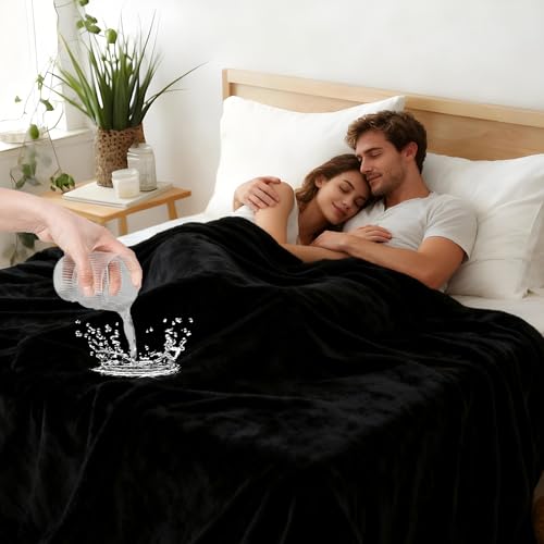 80x90 Waterproof Bed Blanket for Couples Bed Intimacy Queen Size Splash Blanket Stain-Resistant Absorbent Washable Love Blanket Black Mattress Protector for Adults Water Proof Squirt Bed Cover