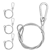 4 Stück Edelstahl Sicherheitskabel, 5mm x 1m Drahtseil Sicherheitskabelschloss Stahlseil mit ösen Karabinerverschluss Bühnenlichter-Sicherheitskabel Sicherungsseil, Sturzschutz (100kg)