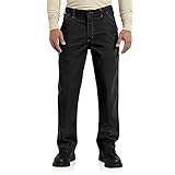 Carhartt Mens Flame Resistant Washed Duck Dungaree Work Utility Pants, Black, 38W x 30L US