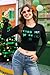 Women St Patricks Day Irish Crop Tops Crew Neck Long Sleeve Graphic Shirts Kiss Me Im Irish Holiday Outfit L