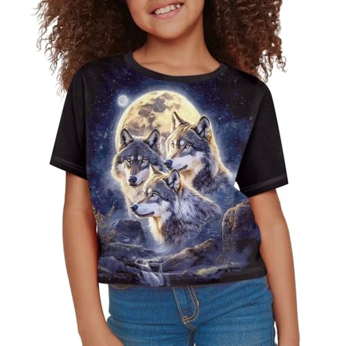 Image of Girls Summer Crop Top Outfits Short Sleeve T Shirts Kids Cute Clothes Tees Blouse