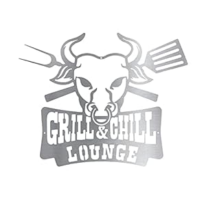 Rerum & Consilium Schild Grill&Chill Lounge aus Edelstahl I Made in Germany I 52 x 41 cm | 477 g