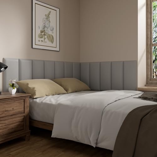 Image of Headboards Wall Panel for Twin, Self-Adhesive 3D Upholstered Panel for Bedroom /Living Room (6 Pieces 9.84 in x 23.6 in)