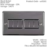 6 Gang Multi Light Switch – BLACK NICKEL & Black Trim – 2 Way 10 Amp – Dark Gunmetal Decorative Wall Plate & Solid Metal Rocker – On/Off Mains Lighting Switch - Image 2