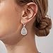 OWADAR 925 Sterling Silver Teardrop Dangle Earrings for Women, Cubic Zirconia Filigree Drop Earrings, Silver Leverback Earrings for Women Jewelry Gifts - Silver