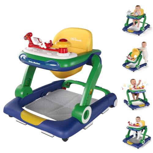 Baby Walker,4-Gear Height Adjustable Baby Walker with Wheels(Green)