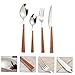 Imagen de DECOMELODY Juego de Cubiertos de Acero Inoxidable 304 Mango Efecto Madera Set de 4 Piezas Cuchillo Tenedor Cuchara Grande y Cuchara Pequeña para Vajilla Doméstica y Cenas
