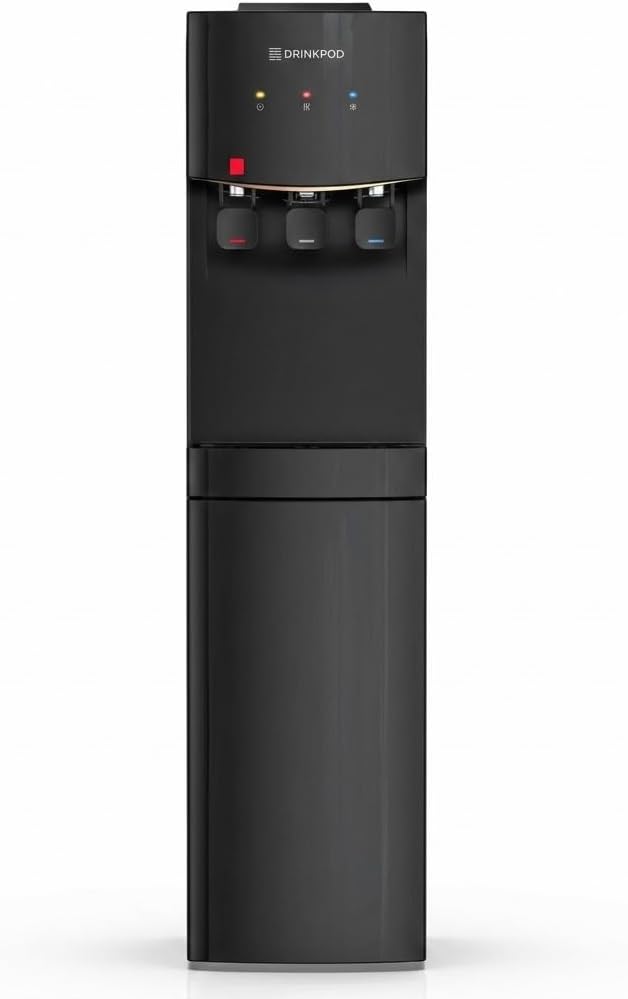 DRINKPOD 1801 Compact Bottleless Water Cooler Dispenser, Hot and Cold Water, Stainless Steel Tanks, Blue LED Light, Ice & Coffee Connect, Installation Kit Included