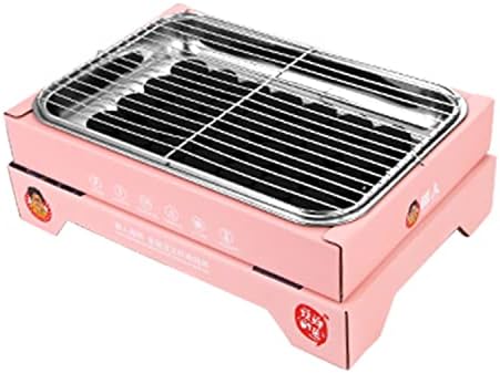 Upgrade Disposable BBQ Grill Stainless Steel Portable Easy Lighting Grill Outdoor Charcoal Grill For Outdoor Picnic Patio Backyard Camping Cooking Can Last 2 Hours (Dimensions: 33*22*6cm) (Pink)