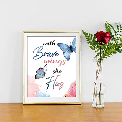 Lbtflljh Inspirational Quote Watercolor Butterfly Wall Art Prints, Unique Gift For Girls Women, Motivational Wall Art For Women Girls Home Bedroom Room Classroom Office Decor, Unframe (8"X10", 4Pcs) #TOP2
