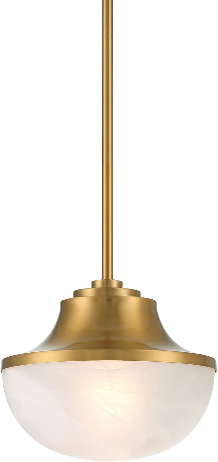 Possini Euro Design Zachary Warm Gold Mini Pendant Light 11" Wide Mid Century Modern White Glass Shade Fixture for Dining Room House Foyer Kitchen Island Entryway Bedroom Living High Ceilings