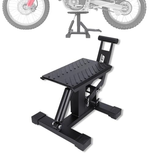 Elevación hidráulica para dirt pit bike en taller con este soporte ajustable de 1000 lbs