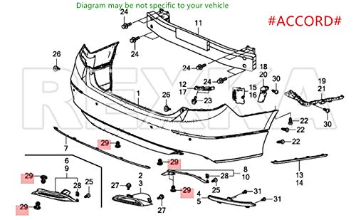 Rexka 40Pcs Rear Front Bumper Cover Fender Grille Under Cover Push-Type Retainer Clip Fastener Rivet 91505-Tm8-003 For Honda Acura #TOP6